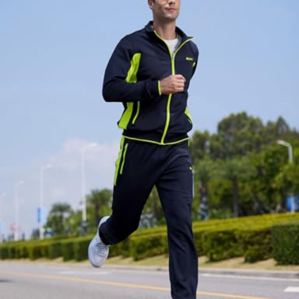 Men's Full Zip Tracksuit Lightweight Athletic Jogging Set Casual Sportswear - Picture 7 of 8